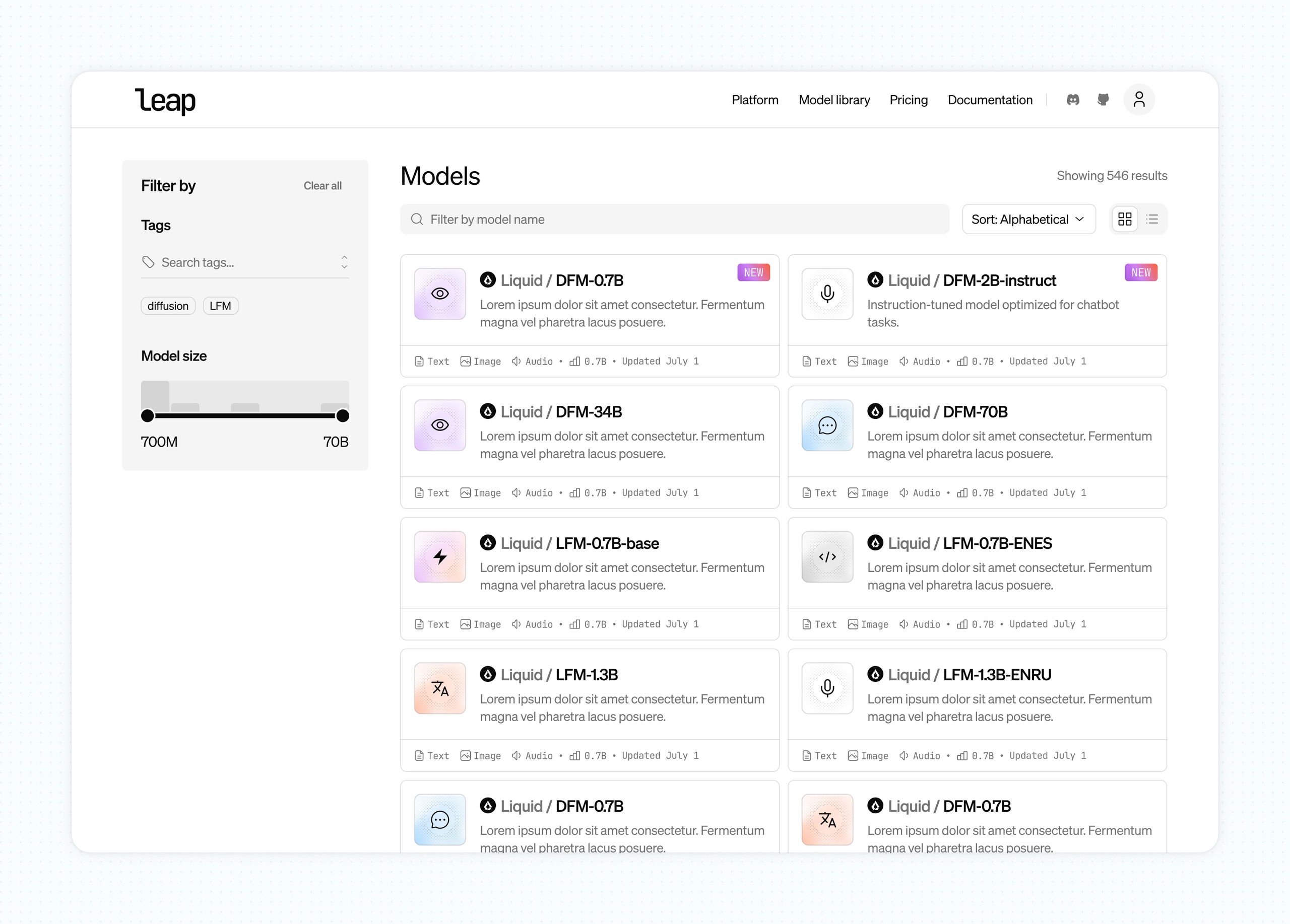 [Fig.3] V0 of the model library, pre-design system.